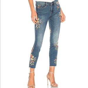 BlankNYC embroidered raw hem skinny jeans